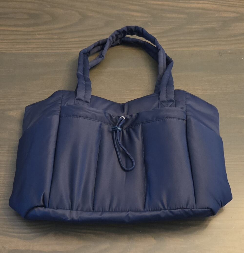 New Wandering Nature Puffer Tote Bag. Bright Navy Blue